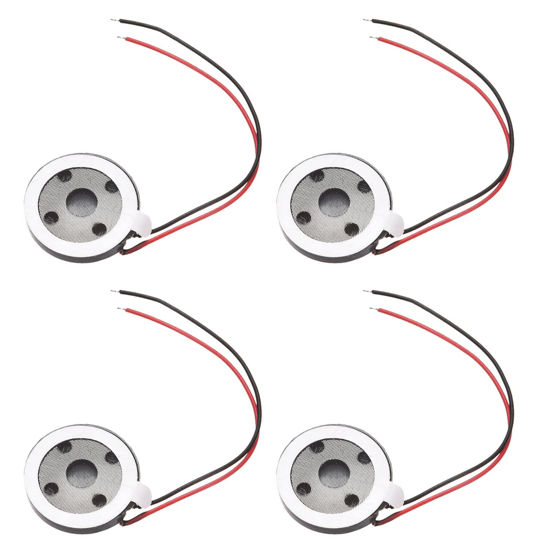 Picture of DMiotech 4 Pack 1W 8 Ohm 15mm Diameter Mini DIY Magnetic Speaker Internal Replacement Loudspeaker with Wire for Mobile Phone Black