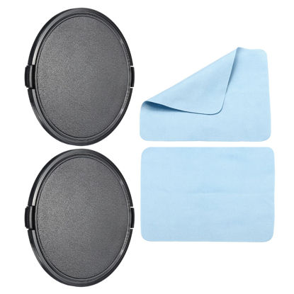 Picture of PATIKIL Camera Lens Cap, 2 Pack Sides Pinch Front Lens Cover with Microfiber Cleaning Cloth for 105mm Thread Universal DSLR Lenses