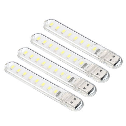 Picture of PATIKIL 6000-6500K Mini USB LED Light, 4 Pack 1.7W Portable Night LED Light Stick Slim Lamp Module for Camping Laptop Keyboard, Clear White Light