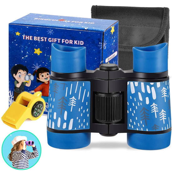 Picture of Kid Binoculars High Resolution Best Gifts for 3-12 Years Boys Girls Optics Shockproof Mini Compact Binocuolar Toys Folding Small Telescope for Bird Watching Camping Outdoor Play