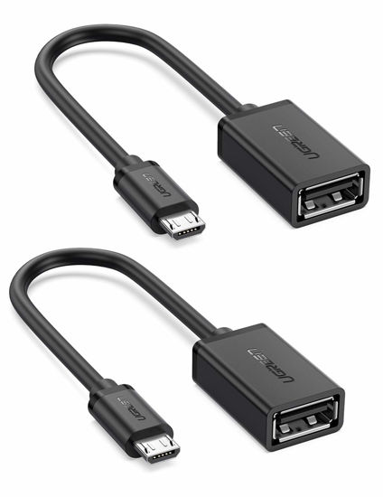 Picture of UGREEN Micro USB to USB Micro USB 2.0 OTG Cable 2 Pack On The Go Adapter Micro USB Male to USB Female for Samsung Phone S7 S6 Edge S4 S3 LG G4 DJI Spark Mavic Remote Controller Android Tablets