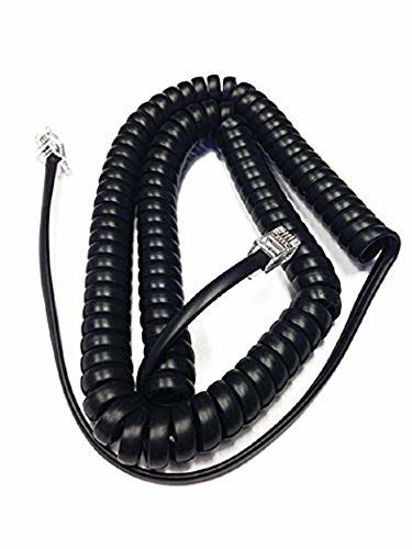 Picture of The VoIP Lounge Replacement 12 Foot Black Handset Receiver Curly Coil Cord for Panasonic Landline Phone (12 Feet Fully Stretched, 20 Inches Coiled)