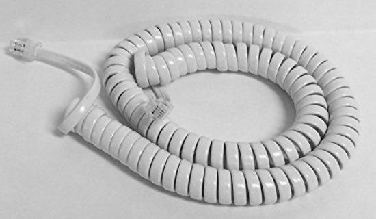 Picture of The VoIP Lounge Replacement 12 Foot White Handset Curly Cord for AT&T Phone (12 Feet Fully Stretched, 20-22 Inches Coiled - See Full Description Below)