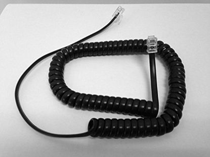 Picture of The VoIP Lounge 9 Foot Short Flat Black Handset Receiver Curly Cord with Long Lead for Landline Phone (9 Feet Fully Stretched, 14-15 Inches Coiled)