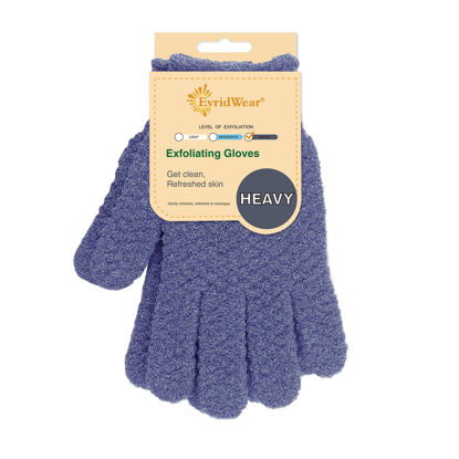 Picture of Evridwear Exfoliating Glove for Shower Man and Women, Dual Texture Bath Body Scrub Gloves Dead Skin Cell Remover forHome Spa, Massage,with Hanging Loop (1 Pair Heavy)