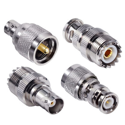 Picture of TUOLNK 4pcs PL259 SO239 to BNC Adapter Coax Cable Connector, BNC to UHF Adapter Kit Male to Female Cable Gender Changers Coaxial Connector Kit for CB Radio,Radio,Antennas,Extension Coax Cable