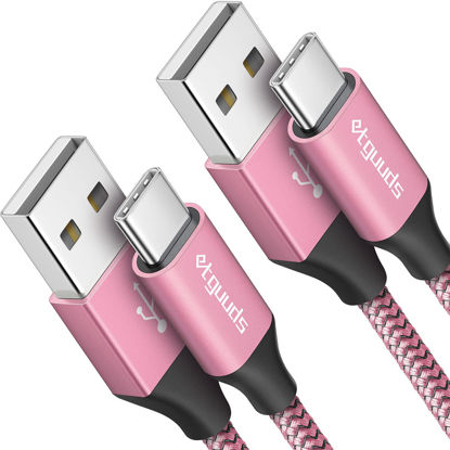 Picture of etguuds Pink USB C Cable 3ft Fast Charging, 2-Pack USB A to USB C Type Charger Cord for Samsung Galaxy S23 S22 S21 S20 S10 S10E, A10e A11 A13 A03s A52 A53, Z Fold 4 3/Flip 4 3 5G, Note 20 10 9, Moto G