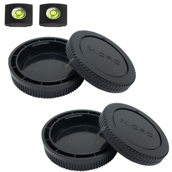 Picture of Body Cap & Rear Lens Cap Cover for Panasonic Lumix G9 G7 G95 G85 GH6 GH5 GH5S GH4 GH3 GX85 GX9 GX8 GF9 GF10, Olympus E-M10 Mark IV III II E-M1 E-M5 More Micro Four Thirds Camera and Lens Accessories