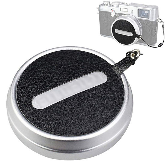 Picture of JJC Deluxe Nappa Leather Lens Cap Keeper Sticker with String for Fujifilm Fuji X100V X100F X100T X100S X100 Lens Cap Anti-lost