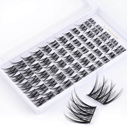 Picture of LANKIZ DIY Eyelash Extension,Cluster Lashes Individual Lash Extensions,60 Clusters, Soft and Lightweight 8-16mm Mix Resuale Wide Band Cluster Lashes for Home use (Cluster-07-C-Curl)