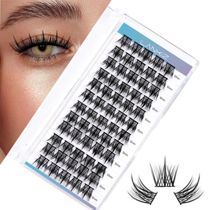 Picture of LANKIZ Lash Clusters DIY Lash Extensions Individual Lashes Natural Eyelash Clusters Extensions Soft and Lightweight Resuale Wide Band Cluster Lashes for Home Use (Cluster-33,C-12mm)