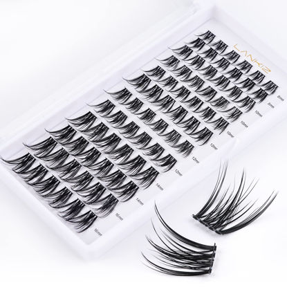 Picture of LANKIZ DIY Eyelash Extension,Cluster Lashes Individual Lash Extensions,72 Clusters, Soft and Lightweight 8-16mm Mix Resuale Wide Band Cluster Lashes for Home use (Cluster-10-C-Curl)