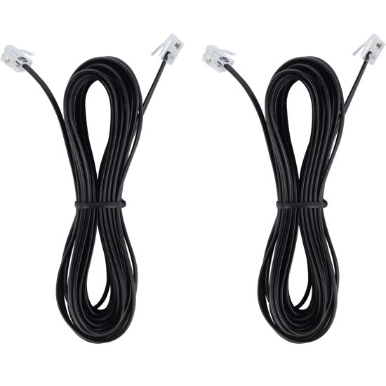 Picture of 15-Feet Phone Telephone Extension Cord Cable Line Wire with Standard RJ11 6P4C Plugs for Landline Telephone,(Black15-ft, 2Pack)