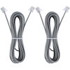 Picture of LanSenSu 15-Feet Telephone landline Extension Cord Cable Cord with Standard RJ-11 6P4C Plug (Silver 15-ft, 2Pack)