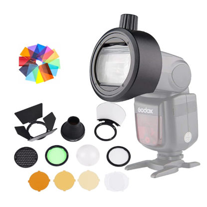Picture of Godox Flash Diffuser AK-R1 & S-R1 Light Softbox Speedlite Flash Accessories Kit with Universal Mount Adapter for Canon, for Nikon, for Sony, for Godox Speedlight, and YONGNUO Speedlite w/Color Filters