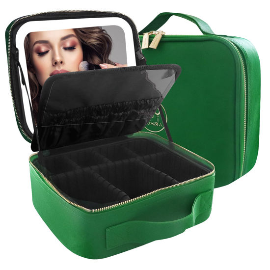 Cosmetic Bag Travel Makeup OrganizerCosmetic Make-Up Bag Small Mirror  Adjustable Dividers Lipstick Storage Box Steel