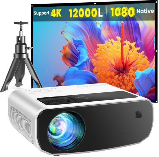 Picture of Mini Projector, 2023 Upgraded CiBest 1080P Full HD Portable Projector, 12000L Outdoor Projector for Home Theater Movie Projector, Projector 4K Compatible with HDMI, VGA, USB, TV Stick, Laptop