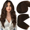 Picture of Sunny Weft Hair Extensions Human Hair Chocolate Brown Human Hair Weft Extensions Dark Brown Real Hair Weft For Women Brown Sew in Hair Extensions Real Human Hair Glossy Long Hair 20inch 100g