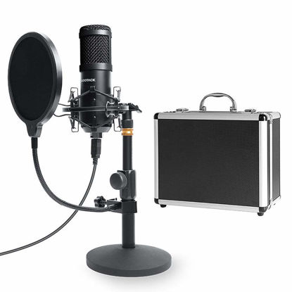 Picture of USB Streaming Podcast PC Microphone with Aluminum Storage Case,SUDOTACK Professional 192kHz/24Bit Studio Cardioid Condenser Mic Kit with Sound Card Desktop Stand Shock Mount for Skype Youtuber Gaming