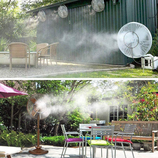 Picture of 16in Spray Ring for Fan with 16ft Tube, Outdoor Misting Fan Kit for a Cool Patio Breeze,Water Misters Spray Tube for Cool-ing Outdoor, Patio Garden Fan Accessories(with 16ft Tube,Excluding fans)