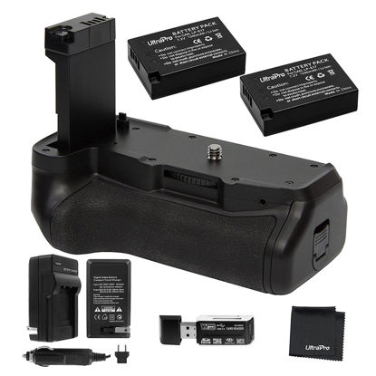 Picture of UltraPro Battery Grip Bundle For Canon Rebel T7i, X9i, EOS 77D, 800D, 9000D: Includes Replacement Grip, 2-Pk LP-E17 Long-Life Batteries, Charger, UltraPro Accessory Bundle