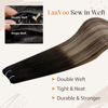 Picture of LAAVOO Remy Weft Hair Extensions Human Hair Off Black Ombre Dark Brown Mix Caramel Brown 16inch 100g Sew in Hair Extensions Real Human Hair Black Ombre Remy Human Hair Double Weft Straight