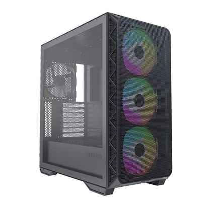 Picture of Montech AIR 903 MAX, E-ATX Mid Tower Case, High Airflow, 3x 140mm ARGB PWM & 1x 140mm PWM Fans Pre-installed, Tempered Glass Side Panel, Mesh Front, Type-C, Support 4090 GPUs, Black