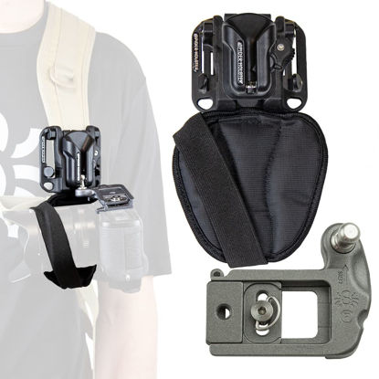 Picture of Spider Holster - Spider X Belt and Backpack Camera Holster Kit with Clip-On Self-Locking Camera Holster, Mirrorless Camera Plate, and Backpack Adapter - Compatible with Any Belt or Bag Strap