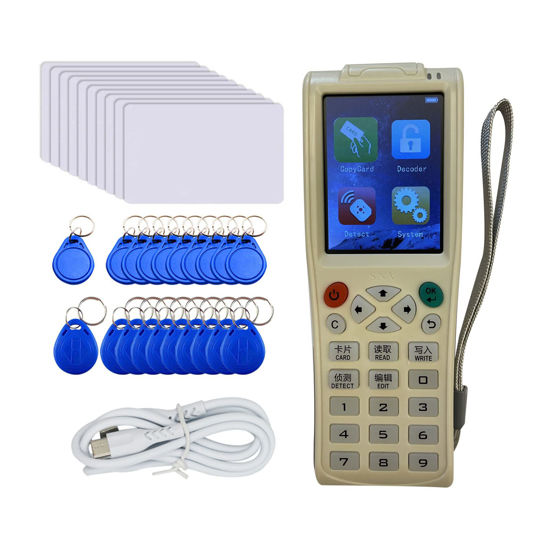 Picture of NFC RFID Card Copier, New Upgrade RFID Wifi Card Reader Copier 13.56Mhz ID Card Copier Rfid Duplicator Writer with Writable T5577 RFID Card and Key Fob Tag Handheld RFID Reader for Door Access Control