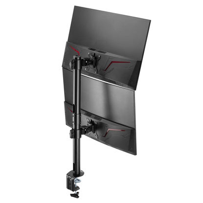 Picture of AVLT 38" Vertical Ultrawide Monitor Mount Stand Two Stacked 26.5 lbs Screens on Heavy-Duty Pole Save Workspace with Fine-Tune Height Tilt Swivel Rotate Adjustment C-clamp and Grommet Mounting Base