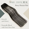 Picture of LAAVOO 22 inch Ombre Black Hair Extensions Micro Loop Human Hair Balayage Ombre Off Black to Grey Silver Real Human Hair Extensions Ombre Micro Ring Hair Extensions Long Straight 50g 1g/strand