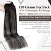 Picture of LAAVOO Ombre Clip in Hair Extensions Real Human Hair Off Black Fading to Silver Grey Balayage Human Hair Natural Clip in Extensions Black Women Full Head Set 16in 7pcs/120grams