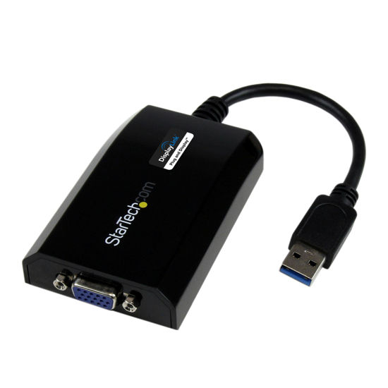 Picture of StarTech.com USB 3.0 to VGA Display Adapter 1920x1200 1080p, DisplayLink Certified, Video Converter w/ External Graphics Card - Mac & PC (USB32VGAPRO), Black