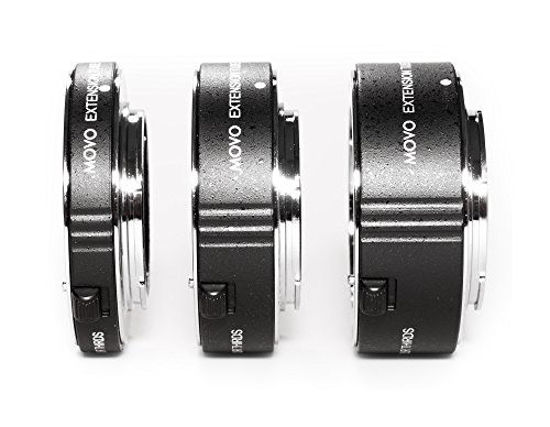 Picture of Movo MT-FT47 3-Piece AF Chrome Macro Extension Tube Set for Micro 4:3 Mount Mirrorless Camera System (Compatible with Olympus Pen, Panasonic Lumix, BMCC) with 10mm, 16mm and 21mm Tubes