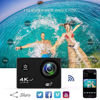 Picture of 4K Action Camera,Wewdigi HE9000 4K Sports Action Camera Ultra HD 30m Waterproof WiFi 16MP DV Camcorder 170 Degree Wide 2 inch LCD Screen/Remote Control/4k/HD 19 Mounting Kits-Black