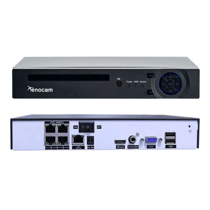 Picture of Xenocam 4CH PoE NVR 5MP H.265 Security Network Video Recorder Supports Up 4 X 5MP /4MP /3MP 1080P IP Cameras, Motion Detection Email Alerts USB Backup VGA and HDMI Output, NO HDD