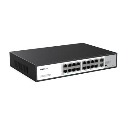 Picture of Real HD 16 Port PoE Switch, 16 PoE+ 100Mbps Ports with 2 Gigabit Uplink Ethernet Ports, Unmanaged Plug and Play, Each Port Up to 30W, High Power 300W, 803.af/at Compliant, Rack Mount