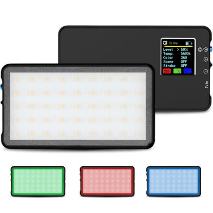 Picture of Lume Cube RGB Panel GO | Full Color RGB & Bicolor Light for Professional DSLR Cameras | Adjustable Color, LCD Display, Long Battery Life | Camera Light for Photography and Video