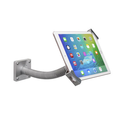 Picture of Tabletop & Wall Mount - CTA Flexible, Secure Gooseneck Mount with Lock and Key Security System for iPad 10th Gen 10.9"- iPad 7/8/9 Gen 10.2"- iPad Pro - Surface Pro 4 - Surface Go 3 - Silver (PAD-SGM)