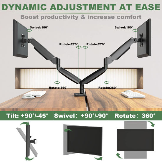 Getuscart Upgravity Dual Monitor Mount Monitor Desk Mount For Ultrawide Flat Curved