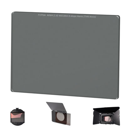 Picture of Foto4easy 4x5.65 ND Filter,4mm Thick Square Optical Glass Neutral Density Filter for 4x5.65 Inch Matte Box & Filter Tray,ND64 (1.8) 6 Stops