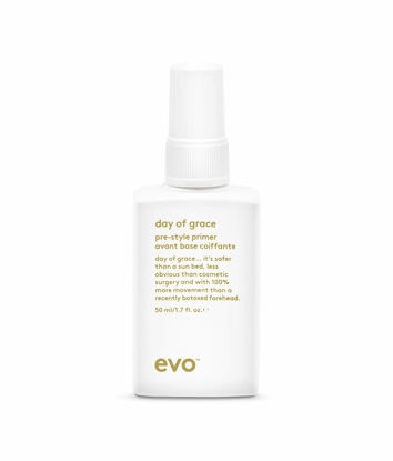 Picture of evo Day of Grace Pre-Style Primer - Leave-in Heat Protectant Spray - Moisturizes, Detangles & Smooths Hair - Travel Size, 50ml / 1.7fl.oz