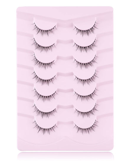 Picture of Onlyall Natural Lashes Short Eyelashes Wispy Lashes Natural Look Soft False Eyelashes False Eye Lashes Faux Mink Eyelashes 7 Pairs