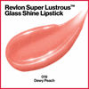 Picture of Revlon Lipstick, Super Lustrous Glass Shine Lipstick, High Shine Lipcolor with Moisturizing Creamy Formula, Infused with Hyaluronic Acid, Aloe and Rose Quartz, 002 Dewy Peach, 0.15 Oz