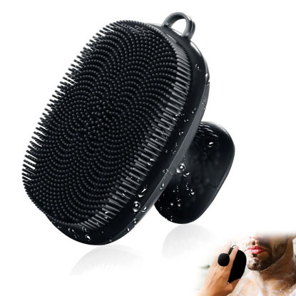 Picture of Silicone Face Scrubber for Men ,Manual Waterproof Cleansing Skin Care Face Wash Brushes for Facial Cleansing and Exfoliating (Black)