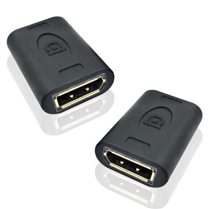 Picture of Poyiccot Displayport to Displayport Coupler, 2Pack DisplayPort (DP) Female to DisplayPort (DP) Female Convertor Extension Adapter Black (DP to DP Coupler)