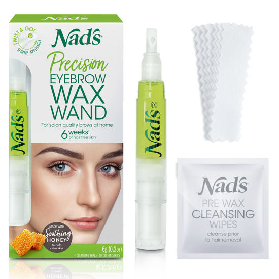 Picture of Nad's Eyebrow Shaper Wax Kit Eyebrow Facial Hair Removal Delicate Areas Cotton Strips, Cleansing Wipes, 0.2 Ounce (Pack of 1)