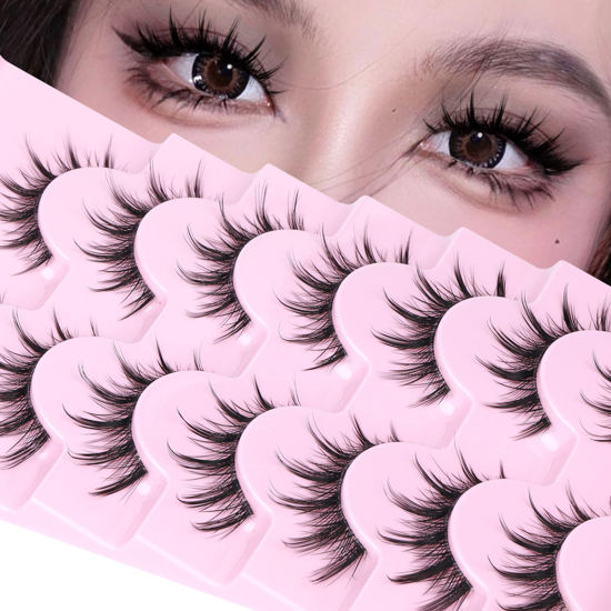 Manga Lashes Natural Look Japanese Anime Lashes Korean Asian Wispy Spiky  Lashes with Clear Band Short Fake Eyelash 10 Pairs Pack by outopen -  Walmart.com