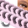 Picture of False Eyelashes Natural Wispy D Curl False lashes Clear Band zanlufly Russian Strip Lashes Fluffy Eyelashes 3D Effect Cat Eye False Eyelashes 7 Pairs Pack