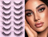 Picture of False Eyelashes Natural Wispy D Curl False lashes Clear Band zanlufly Russian Strip Lashes Fluffy Eyelashes 3D Effect Cat Eye False Eyelashes 7 Pairs Pack